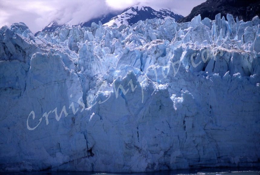 Cruise ship crew member close-up photo of a Glacier in Glacier Bay National Park, Alaska